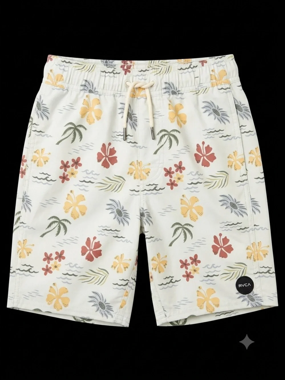 RVCA Kids Cream Tropical Floral Swim Trunks